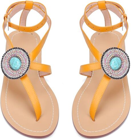 Women Cross Strappy Rhinestones Thong Sandalias Boho Chic Beach Flat Fisherman Bohemian Gladiator Summer Strap Sandals in Saudi Arabia