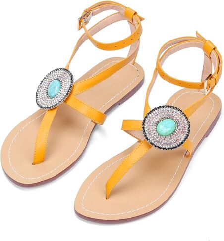 Women Cross Strappy Rhinestones Thong Sandalias Boho Chic Beach Flat Fisherman Bohemian Gladiator Summer Strap Sandals in Saudi Arabia