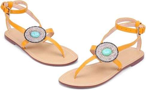 Women Cross Strappy Rhinestones Thong Sandalias Boho Chic Beach Flat Fisherman Bohemian Gladiator Summer Strap Sandals in Saudi Arabia