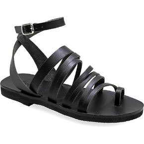 Emmanuela Ancient Greek Sandals, Quality Handmade Leather Toe Ring Flat Sandals, Adjustable Buckle Strappy Sandals, Ankle Strap Summer Shoes, Boho Chic Cuff Sandals
