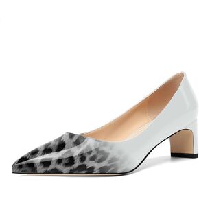 ROSERWISH Womens Slip On Patent Pointed Toe Dating Chunky Low Heel Pumps Dress Shoes 2 Inch