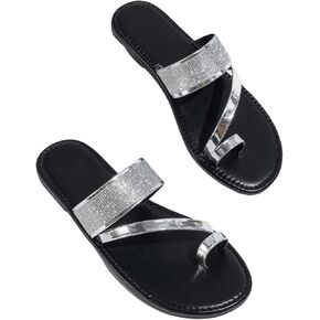 Verdusa Women's Strappy Thong Sandals Faux Leather Summer Beach Shoes Slippers