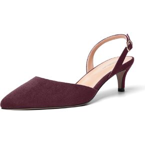 ROSERWISH Womens Dating Backstrap Suede Pointed Toe Dress Buckle stylish Kitten Low Heel Pumps Shoes 2 Inch