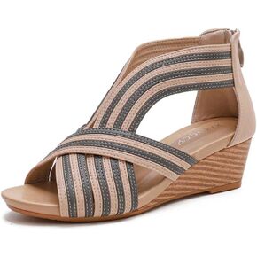 Women Summer Wedge Sandals Rhinestone Platform Sandals Open Toe Casual Dress Sandals Platform Walking Shoes