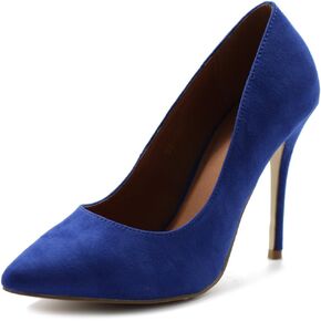 Ollio Women's Faux Suede Point Toe Shoe High Heel Multi Color Pump