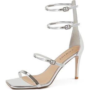 Heels for Women Heeled Sandals with Lace Up Strappy Ankle Strap Square Open Toe for Wedding Work Party Dress