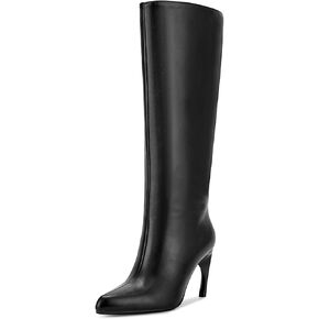 wetkiss Knee High Boots for Women with Stiletto Heel, Pointed Toe Side Zipper Kitten Heel Boots Dress Party Club Festival Shoes