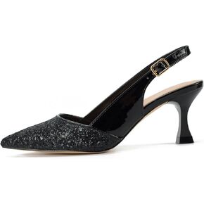 SlingBack Glitter/Metallic Heels Sandals for Women 2.9'' Heels Closed Toe