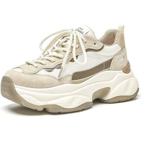 BEAU TODAY Womens Chunky Sneakers, Chunky Shoes for Women, Lace up Comfortable Fashion Dad Sneaker