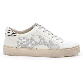 Fia Rubber Sole Lace-up Fire Animal Print Rhinestone Sneakers