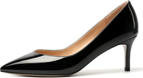 Womens Office Casual Pointed Toe Patent Solid Slip On Stiletto Mid Heel Pumps Shoes 2.5 Inch in Saudi Arabia