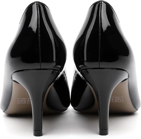 Womens Office Casual Pointed Toe Patent Solid Slip On Stiletto Mid Heel Pumps Shoes 2.5 Inch in Saudi Arabia