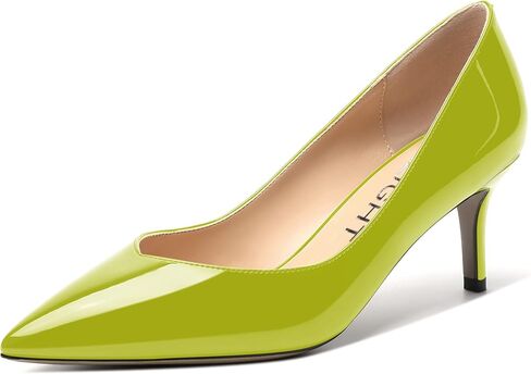 Womens Office Casual Pointed Toe Patent Solid Slip On Stiletto Mid Heel Pumps Shoes 2.5 Inch in Saudi Arabia