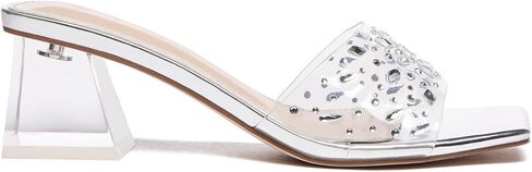 كعب فضي من Athlefit كعب منخفض مكتنز بعرض عريض للنساء 2 بوصة سهل الارتداء عند أصابع القدم المفتوحة صنادل بكعب صيفي أنيق Sandalias فستان زفاف بكعب عالٍ in Kuwait