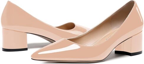 حذاء نسائي من WAYDERNS بكعب منخفض بيج 2 بوصة مكتنز وحاصل على براءة اختراع سهل الارتداء بمقدمة مدببة مقاس 8 - Tacones de Mujer Altos in Kuwait