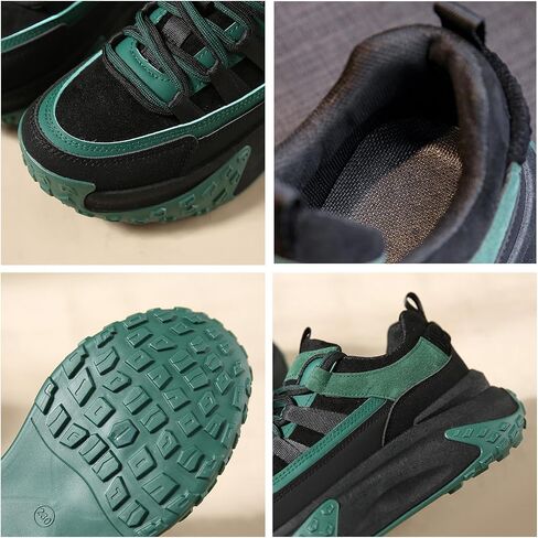 Women's Leather Platform Fashion Sneakers Comfortable Low Top Wedgel Heel Lace Up Dad Shoes Lug Sole Breathable Casual Running Shoes in Saudi Arabia