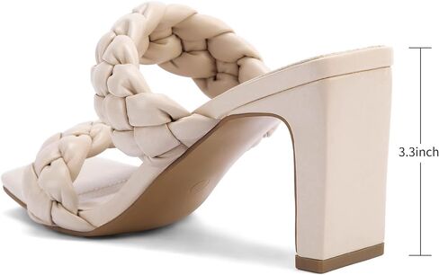 Greatonu Braided Sandals for Women Square Toe Block Heeled Sandals Two Strappy Mule Dress Shoes in Saudi Arabia