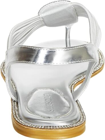 صنادل نسائية مسطحة من حجر الراين اللامع من SheSole، أحذية زفاف عروس الشاطئ باللون الفضي in Kuwait