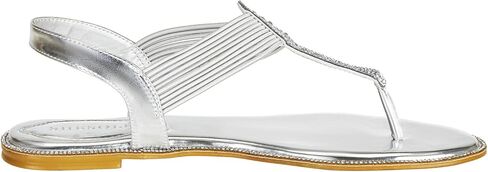 صنادل نسائية مسطحة من حجر الراين اللامع من SheSole، أحذية زفاف عروس الشاطئ باللون الفضي in Kuwait