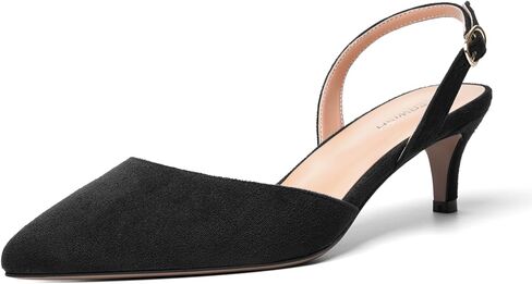 ROSERWISH Womens Dating Backstrap Suede Pointed Toe Dress Buckle stylish Kitten Low Heel Pumps Shoes 2 Inch in Saudi Arabia