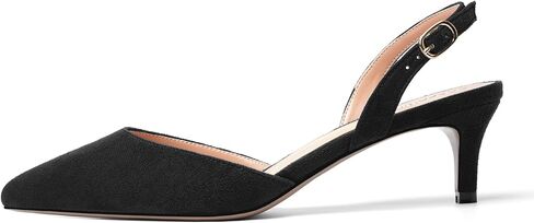 ROSERWISH Womens Dating Backstrap Suede Pointed Toe Dress Buckle stylish Kitten Low Heel Pumps Shoes 2 Inch in Saudi Arabia