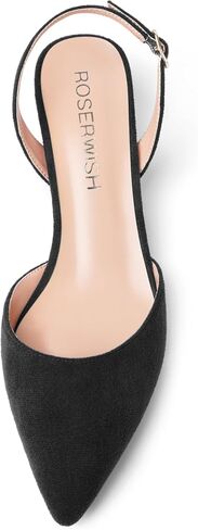 ROSERWISH Womens Dating Backstrap Suede Pointed Toe Dress Buckle stylish Kitten Low Heel Pumps Shoes 2 Inch in Saudi Arabia