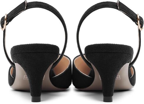 ROSERWISH Womens Dating Backstrap Suede Pointed Toe Dress Buckle stylish Kitten Low Heel Pumps Shoes 2 Inch in Saudi Arabia