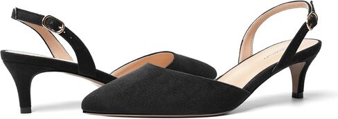 ROSERWISH Womens Dating Backstrap Suede Pointed Toe Dress Buckle stylish Kitten Low Heel Pumps Shoes 2 Inch in Saudi Arabia