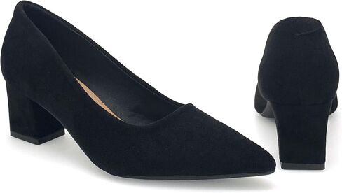 Womens Pointed Toe Pumps Shoes Block Heel Low Chunky Heels, Slip On Closed Toe Heeled Dressy Shoes for Work Dress Office Wedding Party in Saudi Arabia