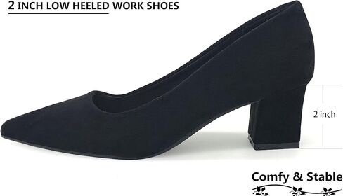 Womens Pointed Toe Pumps Shoes Block Heel Low Chunky Heels, Slip On Closed Toe Heeled Dressy Shoes for Work Dress Office Wedding Party in Saudi Arabia