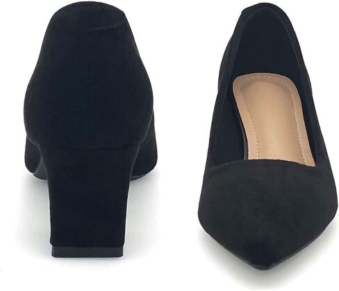 Womens Pointed Toe Pumps Shoes Block Heel Low Chunky Heels, Slip On Closed Toe Heeled Dressy Shoes for Work Dress Office Wedding Party in Saudi Arabia