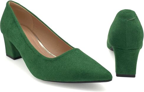 Womens Pointed Toe Pumps Shoes Block Heel Low Chunky Heels, Slip On Closed Toe Heeled Dressy Shoes for Work Dress Office Wedding Party in Saudi Arabia
