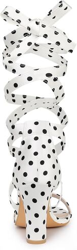 Allegra K Women's Polka Dots Strappy Heels Lace Up Chunky Heels Sandals in Saudi Arabia