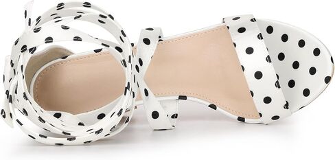 Allegra K Women's Polka Dots Strappy Heels Lace Up Chunky Heels Sandals in Saudi Arabia