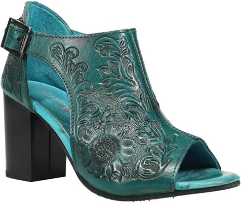 ROPER Women's Mika Floral Embossed Closed Back Block Pumps Heeled Sandal in Saudi Arabia