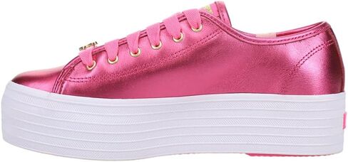 Keds Womens X Barbie Triple Up Metallic Leather Platform Sneakers Shoes Casual - Pink in Saudi Arabia