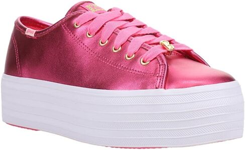 Keds Womens X Barbie Triple Up Metallic Leather Platform Sneakers Shoes Casual - Pink in Saudi Arabia