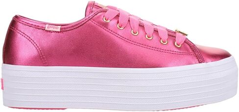 Keds Womens X Barbie Triple Up Metallic Leather Platform Sneakers Shoes Casual - Pink in Saudi Arabia
