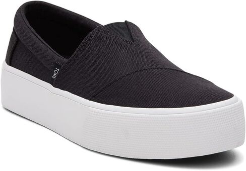 TOMS Women's Fenix Platform Slip-On Sneaker, Black Canvas, 8.5 in Saudi Arabia