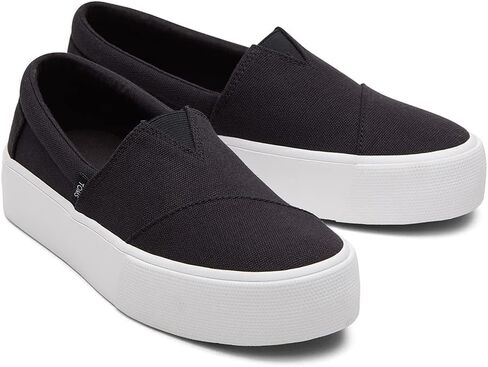 TOMS Women's Fenix Platform Slip-On Sneaker, Black Canvas, 8.5 in Saudi Arabia