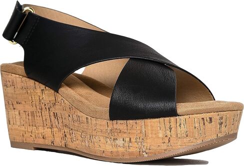 J. Adams Alexa Comfortable Wedge – Cross Band Adjustable Strap Slingback Sandal in Saudi Arabia
