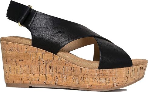 J. Adams Alexa Comfortable Wedge – Cross Band Adjustable Strap Slingback Sandal in Saudi Arabia