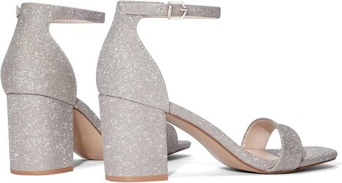 إليزابيت تانغ كعب أسود للنساء، 2.36 بوصة مفتوح عند أصابع القدم وشريط للكاحل وكعب مكتنز، صنادل فستان الحفلات، صنادل للعمل اليومي وحفلات الزفاف، صنادل بكعب ذهبي لامع مقاس 11 in Kuwait