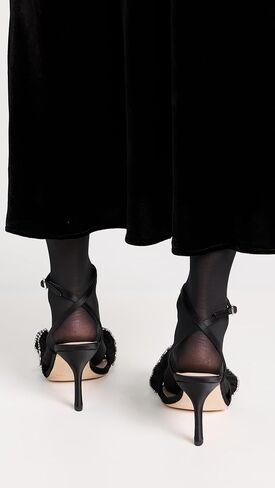 صندل نسائي من Loeffler Randall بكعب عالٍ ومكشكش ومطوي من Estella مع حزام للكاحل in Saudi Arabia