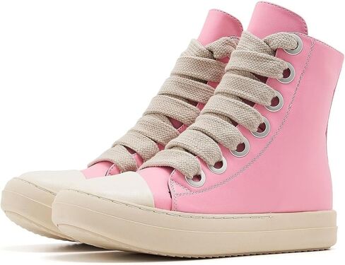 soofylia Women's High Top Sneakers PU Leather Lace Up Comfort Platform Walking Canvas Shoes with Zipper in Saudi Arabia