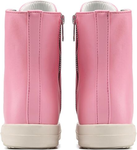 soofylia Women's High Top Sneakers PU Leather Lace Up Comfort Platform Walking Canvas Shoes with Zipper in Saudi Arabia