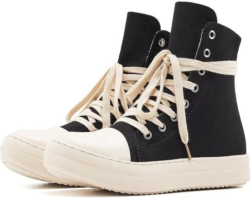 soofylia Women's High Top Sneakers PU Leather Lace Up Comfort Platform Walking Canvas Shoes with Zipper in Saudi Arabia