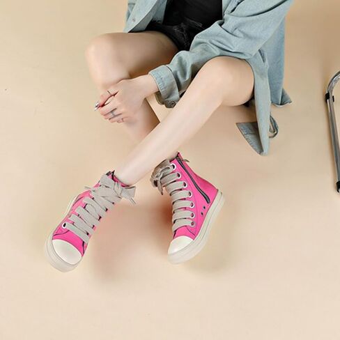 أحذية رياضية نسائية من soofylia مصنوعة من جلد البولي يوريثان وأربطة مريحة ومنصة مريحة للمشي مع سحاب in Kuwait