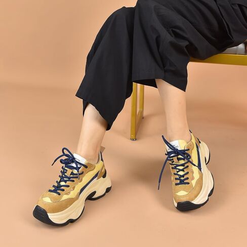 BEAU TODAY Womens Chunky Sneakers, Chunky Shoes for Women, Lace up Comfortable Fashion Dad Sneaker in Saudi Arabia