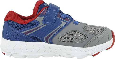 Saucony Kids Baby Boy's S-Cohesion 13 Jr (طفل صغير) أزرق/رمادي/أحمر جلد/شبكي in Saudi Arabia